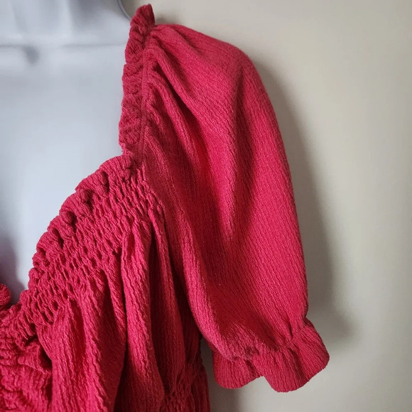Anthropologie Pilcro | Puff-Sleeved Cinched Waist Top in Rose/Tyrie - Size XL - Picture 7 of 13